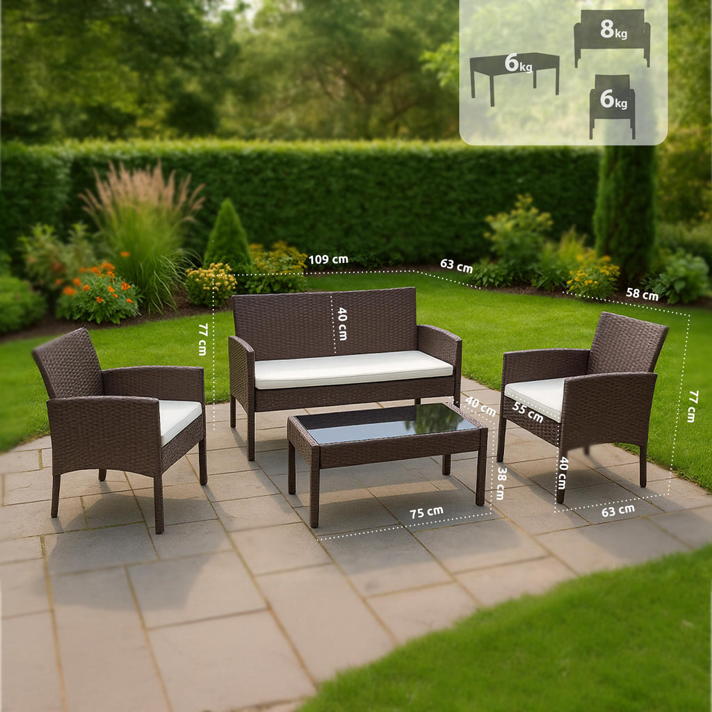 Polyrattan Sitzgruppe Ramunda braun