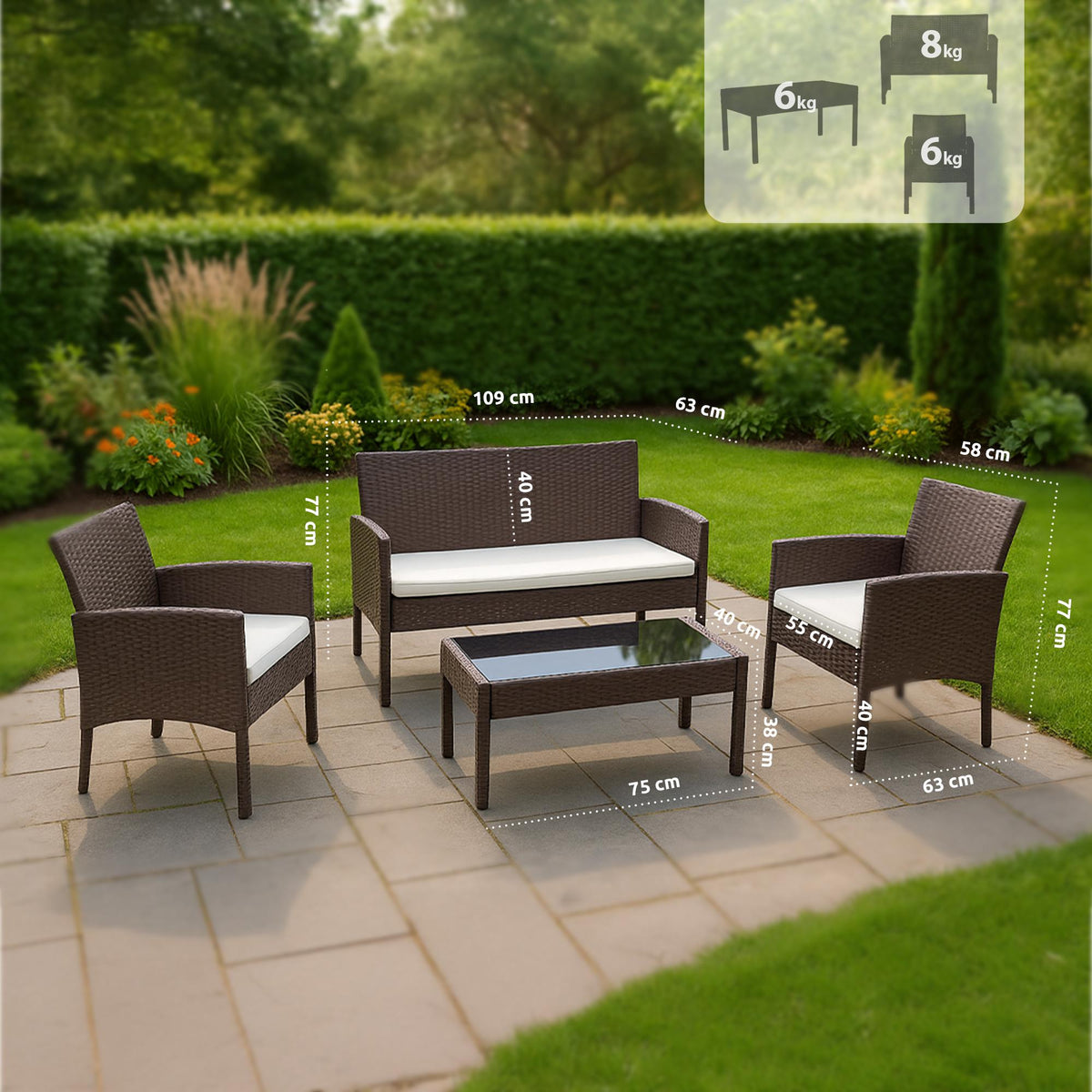 Polyrattan Sitzgruppe Ramunda braun