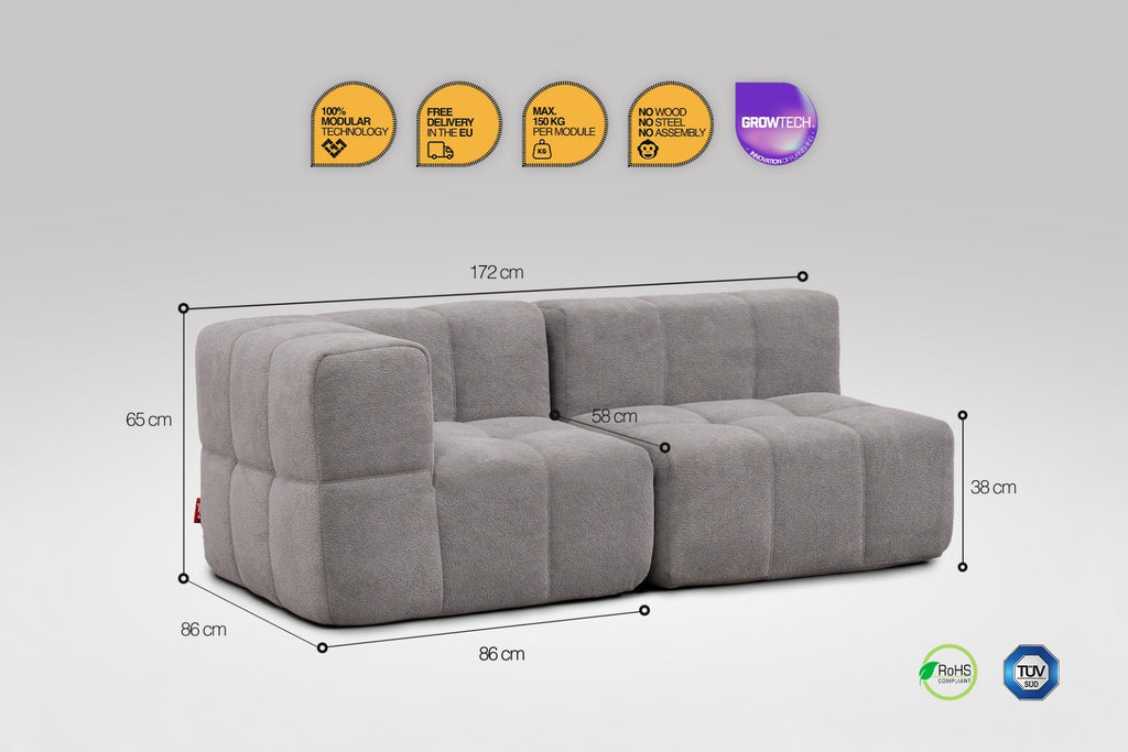 2 Teiliges Modulares Sofa – Grau