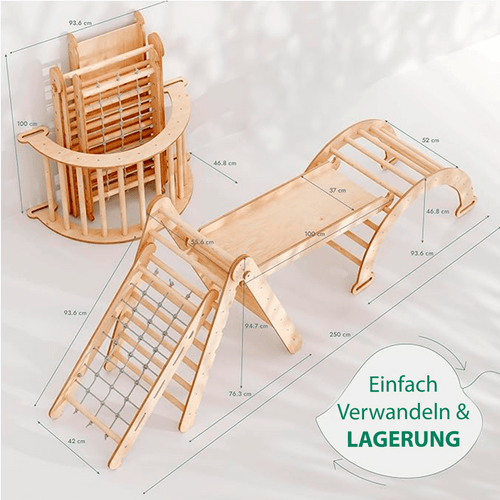 4in1 Montessori Klettergerüst mit Kletternetz