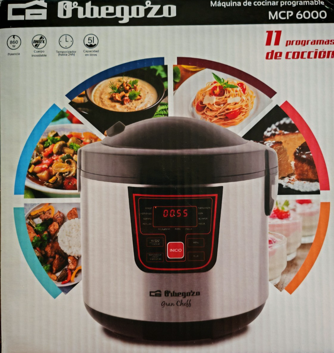 Orbegozo MCP6000 Küchenmaschine 5L LCD Display 11 Programme Timer Set C-04