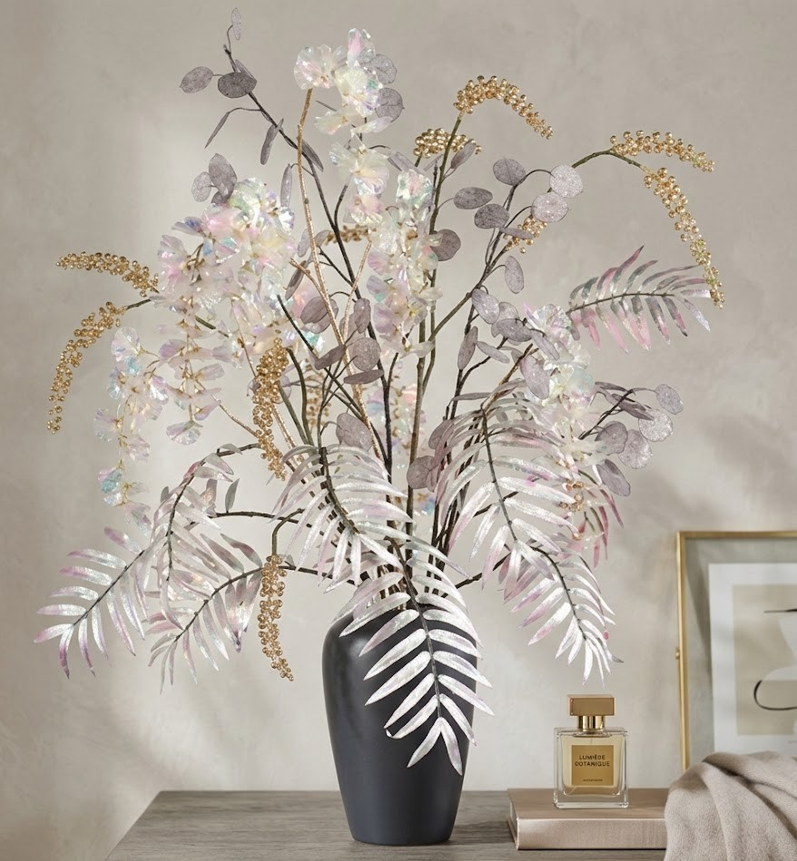 PUR FLEUR Premium Bouquet Gold irisierend inkl Metallvase Deko