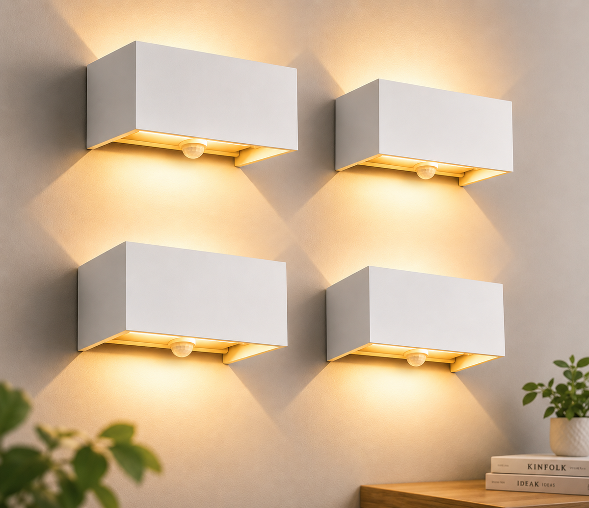 Kingwei 4x LED Außenleuchte 20W Bewegungsmelder IP65 Wandleuchte Weiß HO-A35
