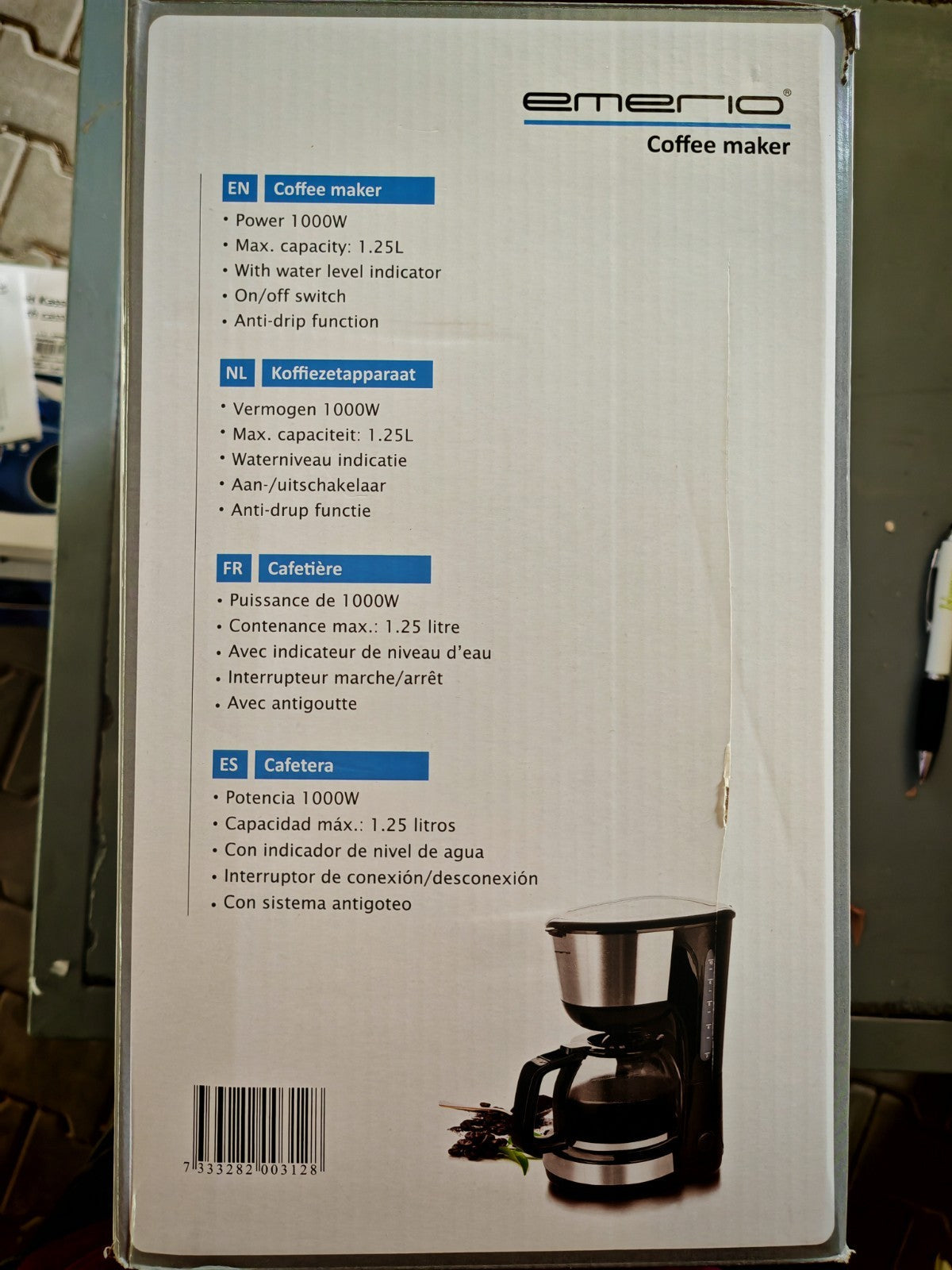 Emerio CME-122933 Filterkaffeemaschine 1,25L 10 Tassen 1000W Permanentfilter B03