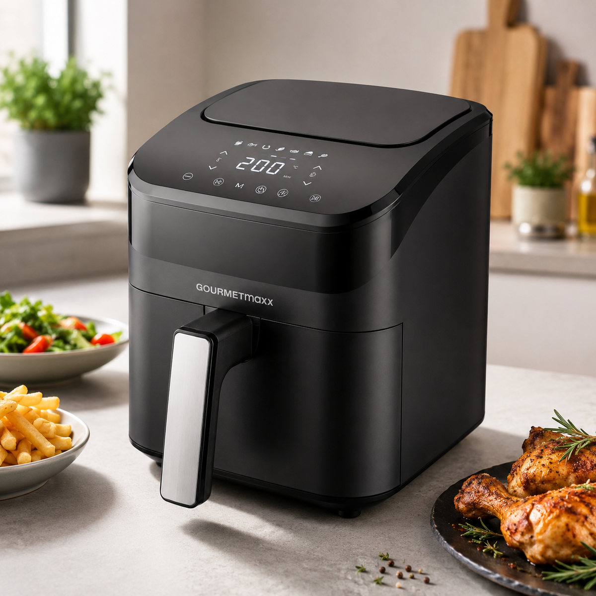 GOURMETmaxx Heißluftfritteuse Digital 4L 1400W Airfryer Schwarz 7 Programme A22