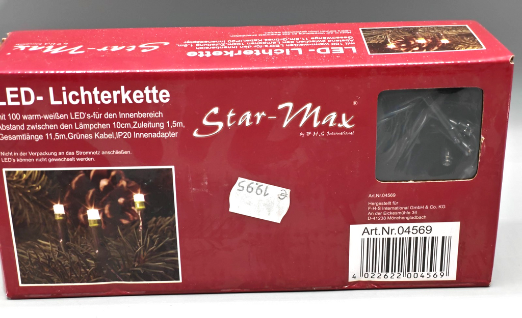 Star-Max LED Lichterkette mit 100 warm-weißen LED's für den Außenbereich