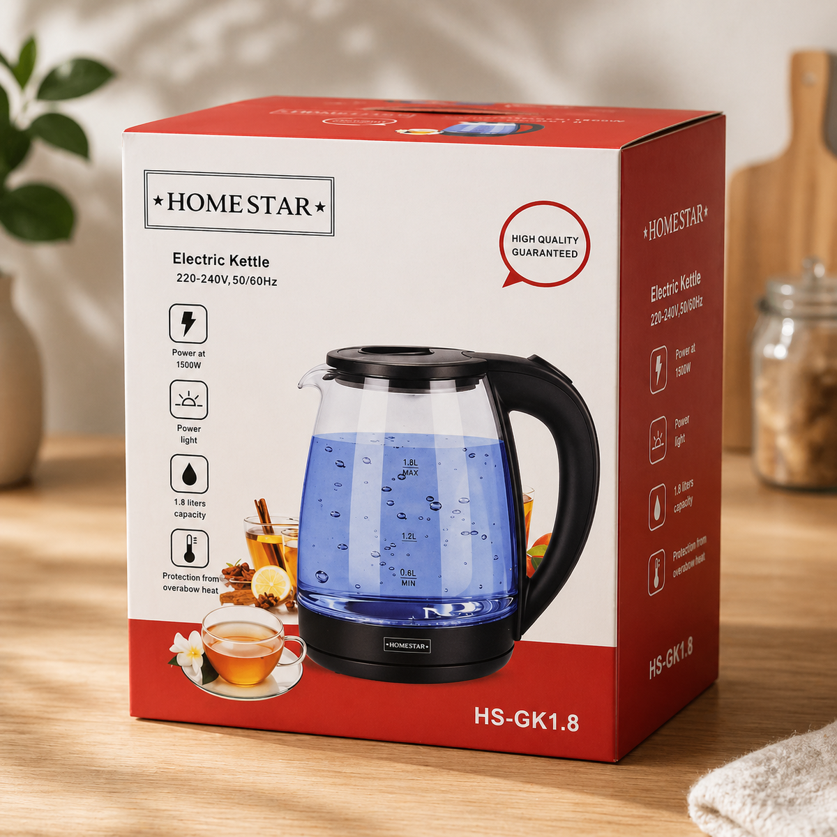 Home Star Wasserkocher HS-GK1,8 1,8L Schnellkocher Küche HO5