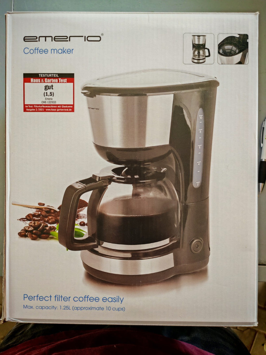 Emerio CME-122933 Filterkaffeemaschine 1,25L 10 Tassen 1000W Permanentfilter B03