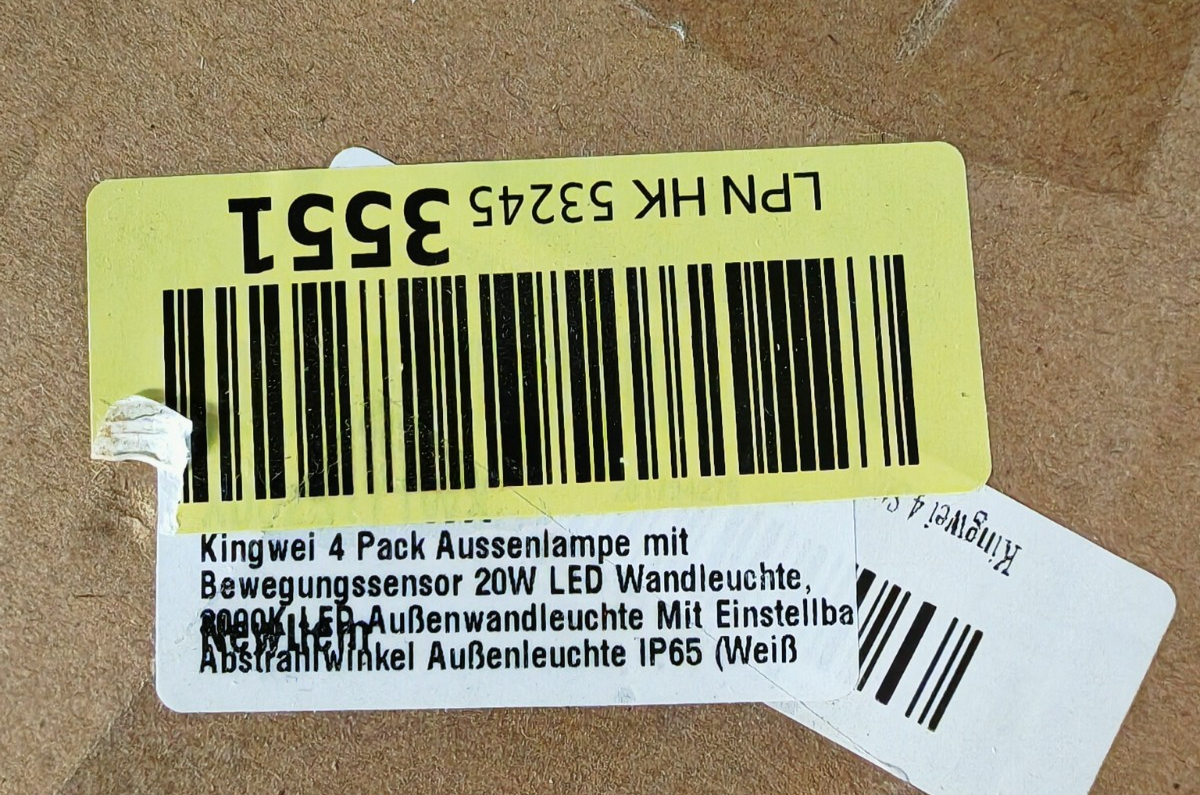 Kingwei 4x LED Außenleuchte 20W Bewegungsmelder IP65 Wandleuchte Weiß HO-A35