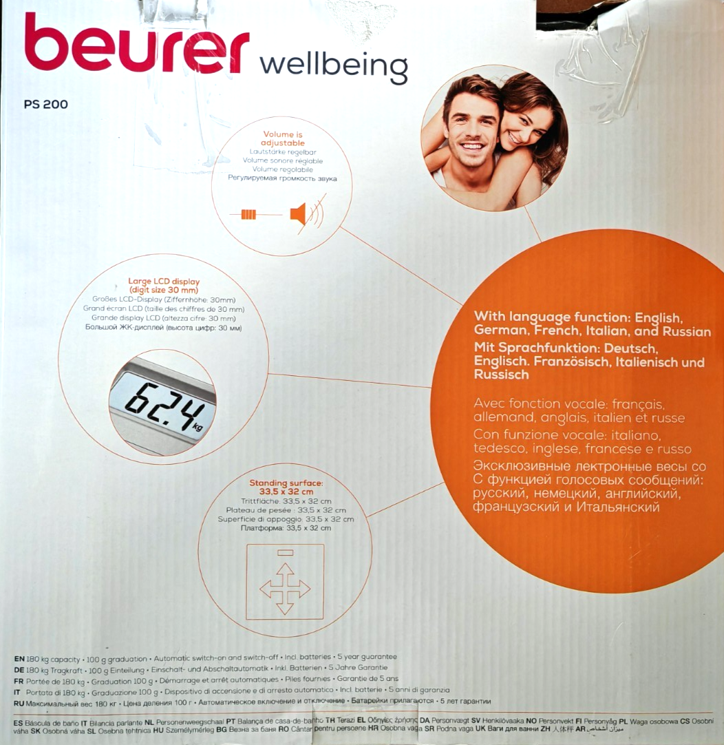 Beurer PS200 Sprechende Personenwaage Digitalwaage Sprachfunktion Waage C04