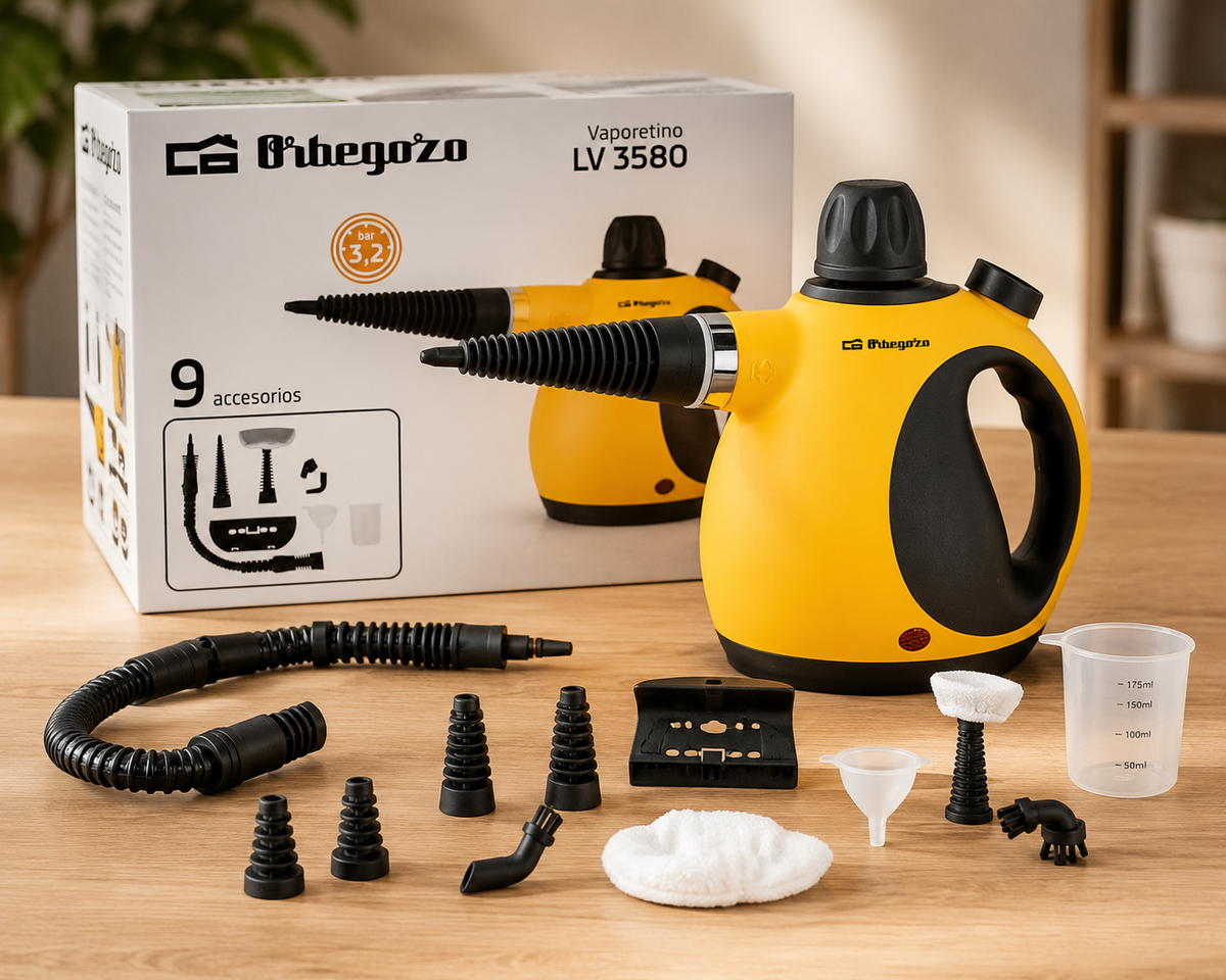 Orbegozo LV3580 Dampfreiniger 1050W 3,2 Bar 350ml inkl. 9 Zubehörteilen B-02