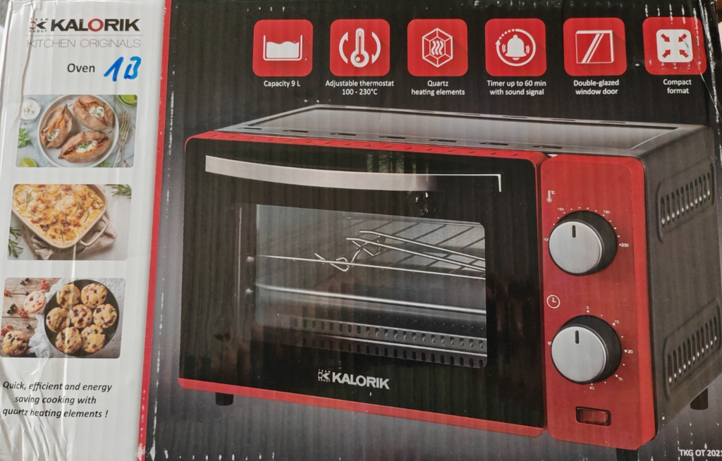 Kalorik TKG OT 2021 RD Mini Backofen 9L 650W Thermostat Timer Kompakt Rot F3