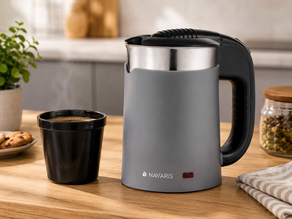 Navaris Reisewasserkocher 0,5L Elektrisch Doppelwandig Camping Wasserkocher C05