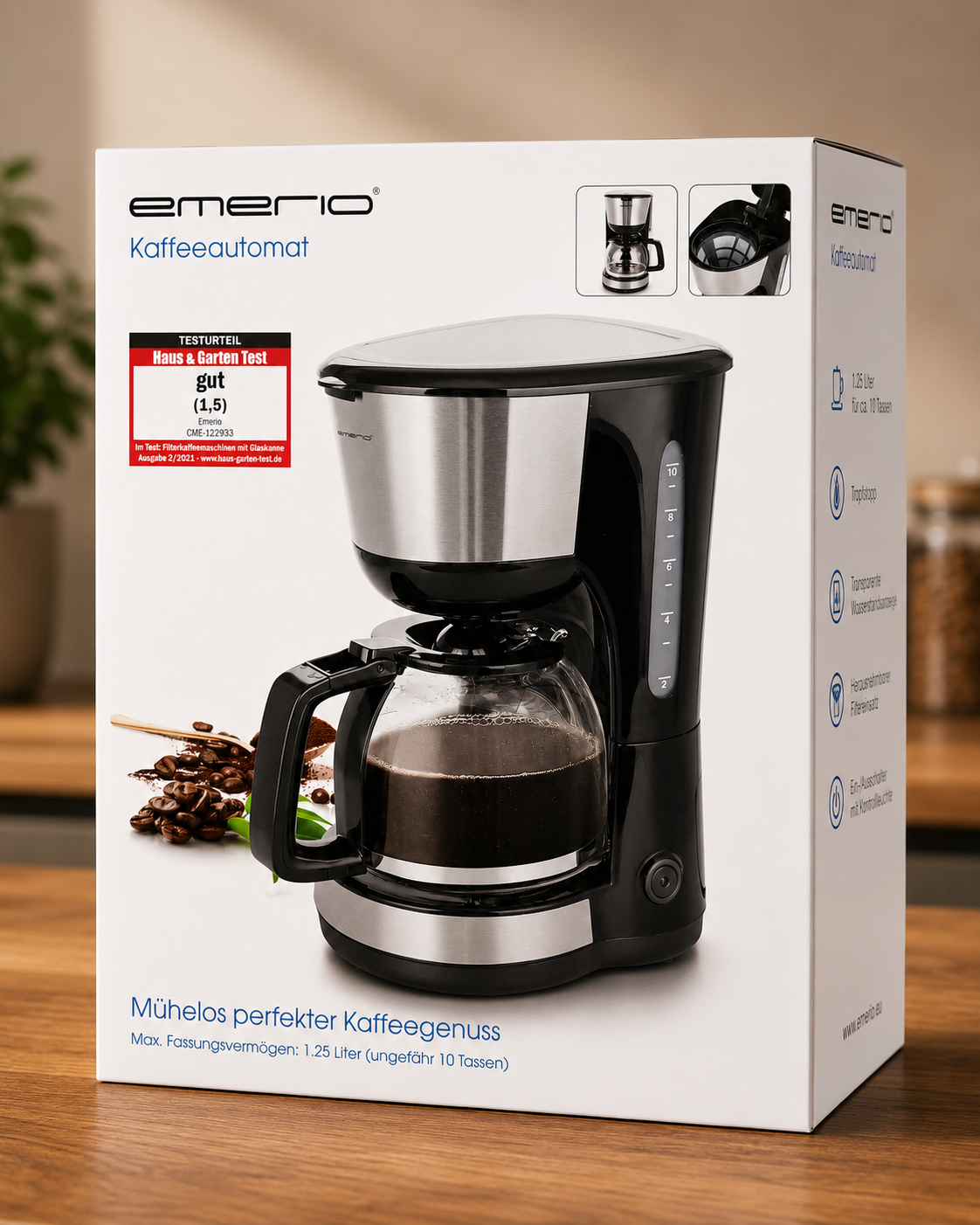 Emerio CME-122933 Filterkaffeemaschine 1,25L 10 Tassen 1000W Permanentfilter B03