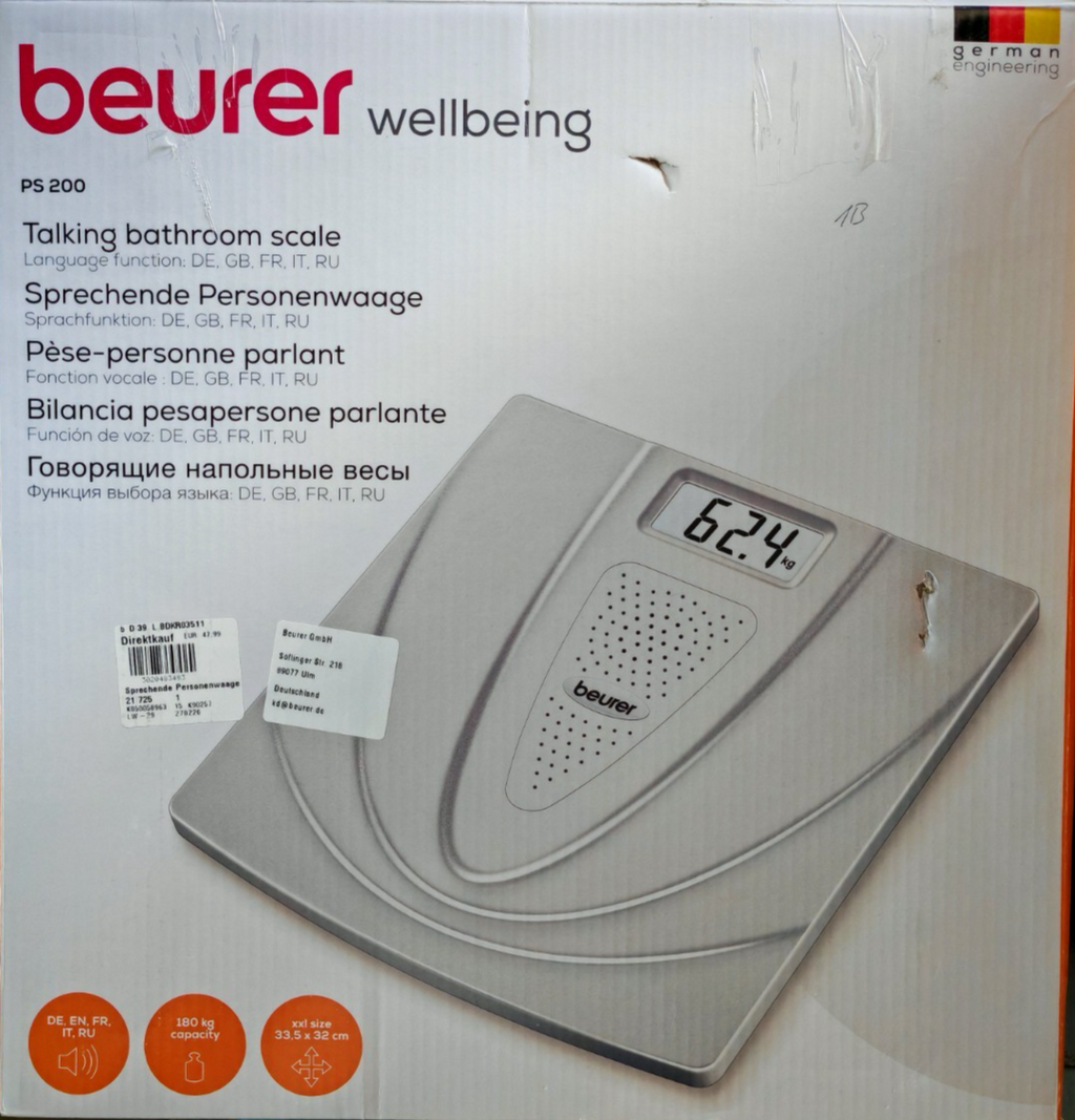 Beurer PS200 Sprechende Personenwaage Digitalwaage Sprachfunktion Waage C04