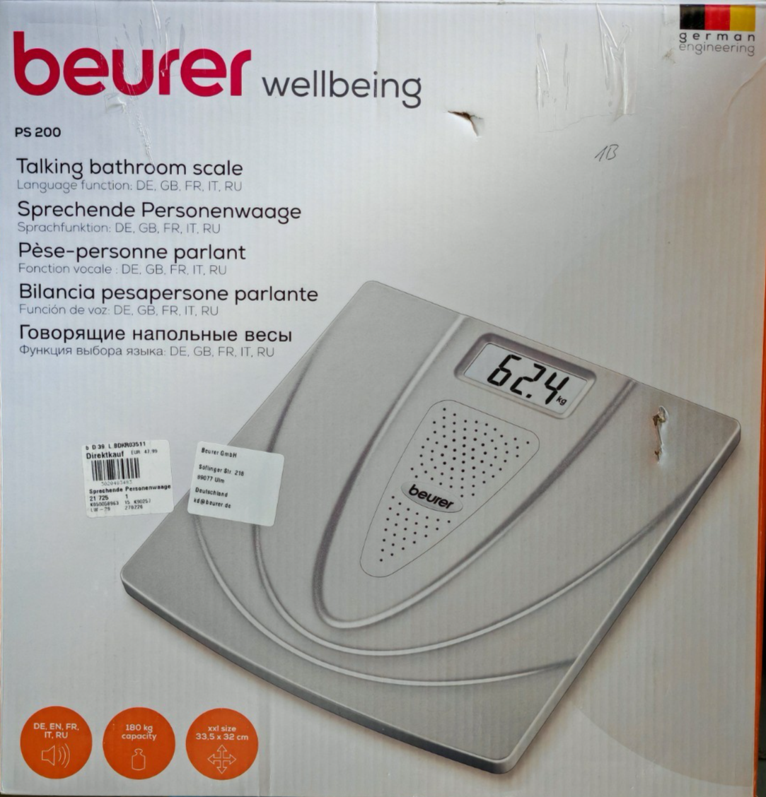 Beurer PS200 Sprechende Personenwaage Digitalwaage Sprachfunktion Waage C04