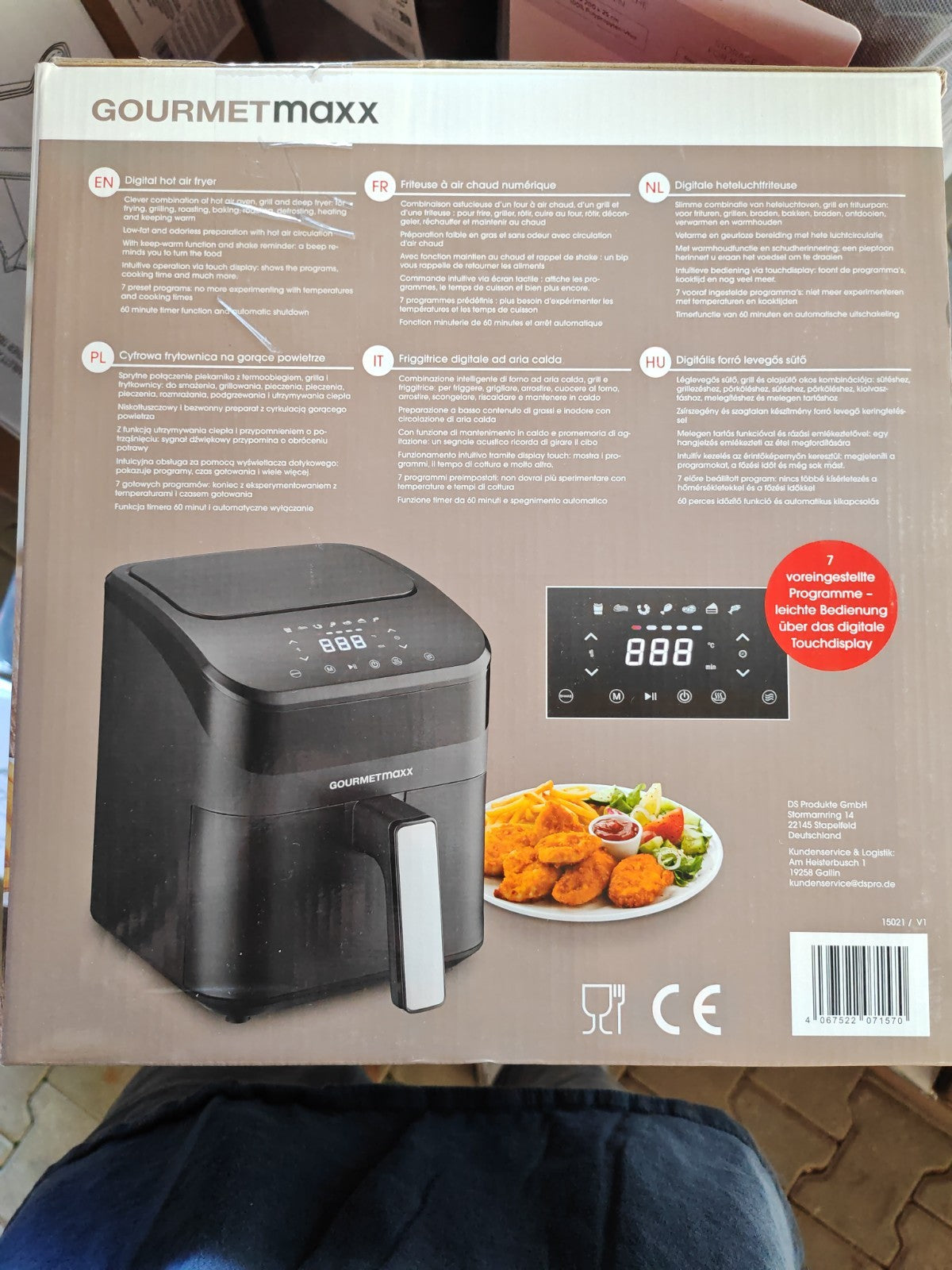 GOURMETmaxx Heißluftfritteuse Digital 4L 1400W Airfryer Schwarz 7 Programme A22