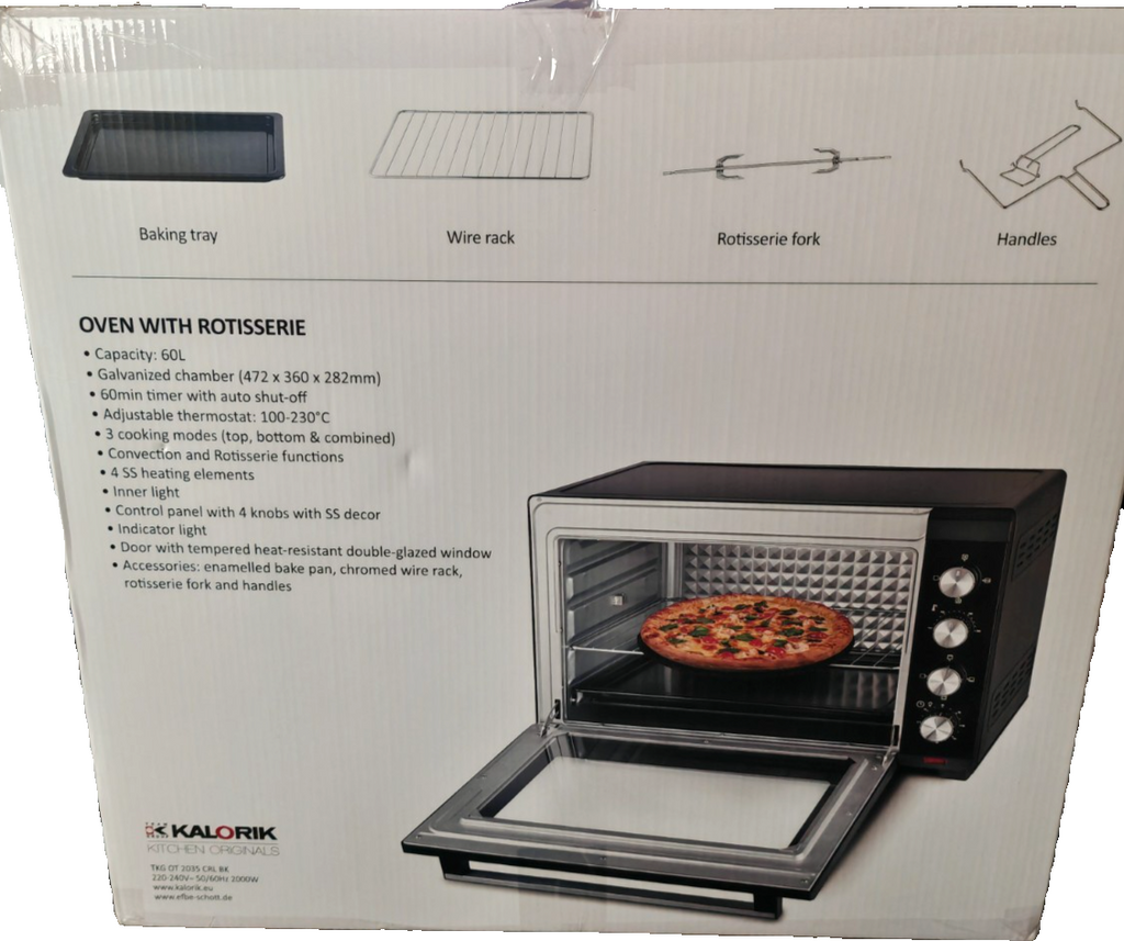 Kalorik TKG OT 2035 CRL Backofen mit Drehspieß Umluft 45L 1400W Grill Ofen HA25