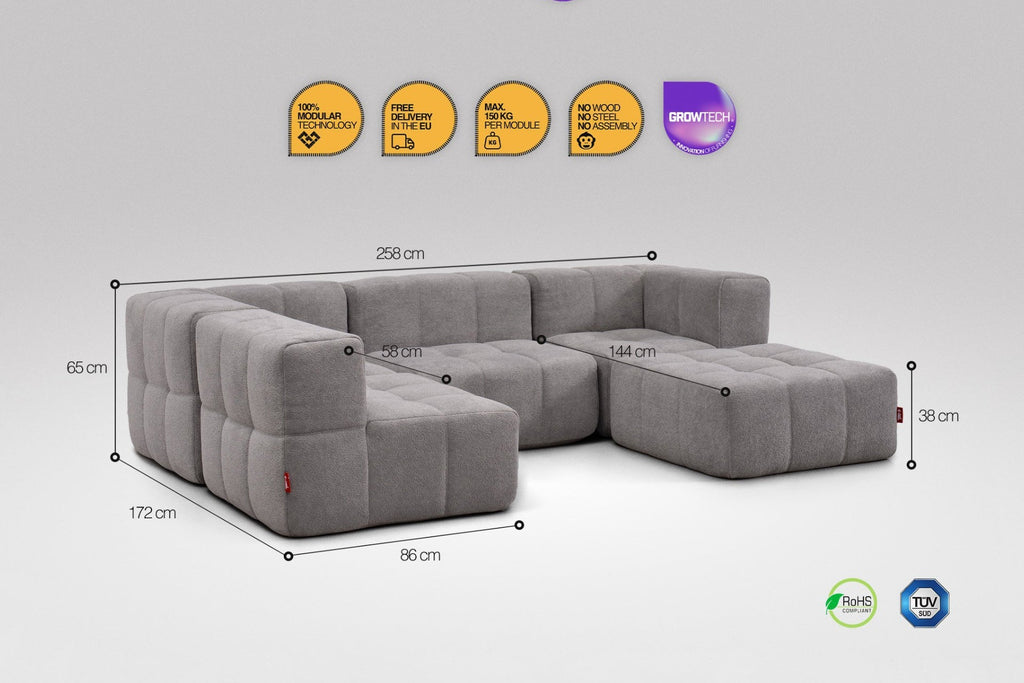 5 Teiliges Modulares Sofa – Grau