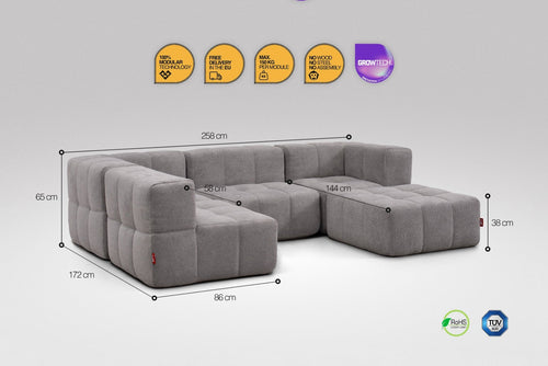 5 Teiliges Modulares Sofa – Grau