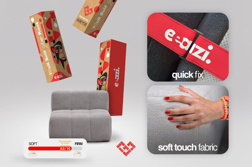 6 Teiliges Modulares Sofa – Grau