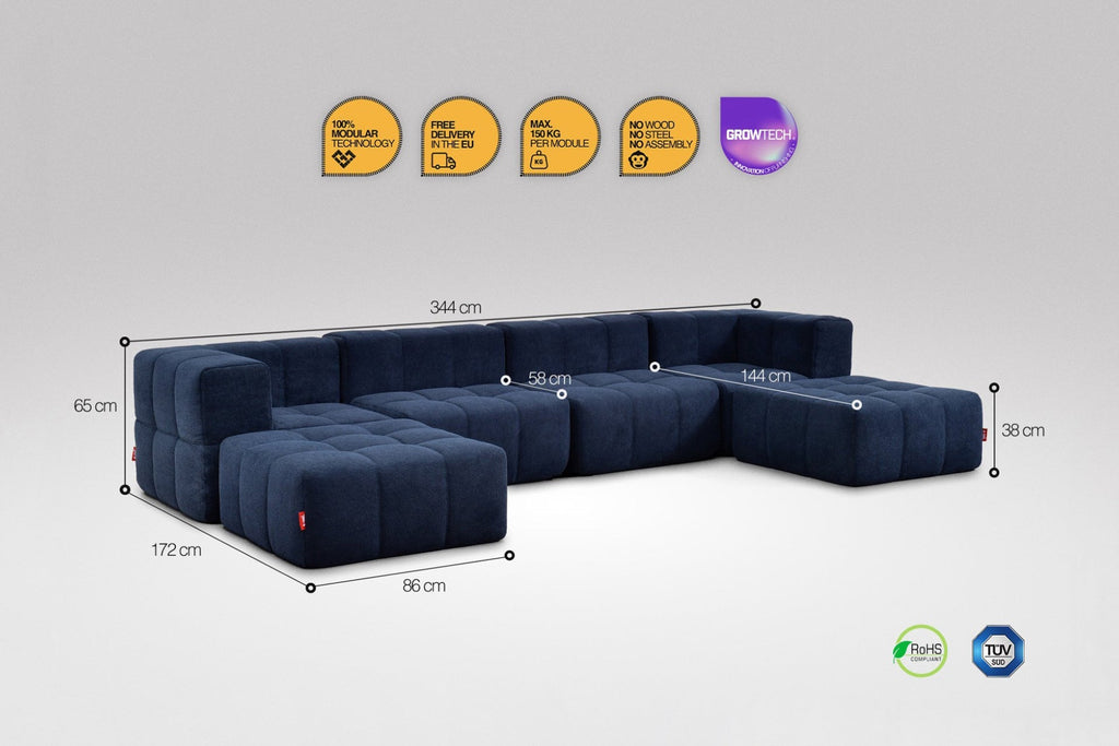 6 Teiliges Modulares Sofa – Blau