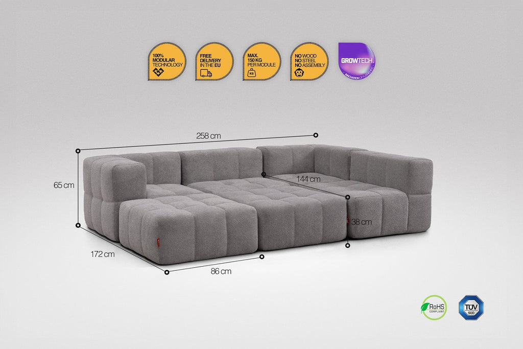 6 Teiliges Modulares Sofa – Grau