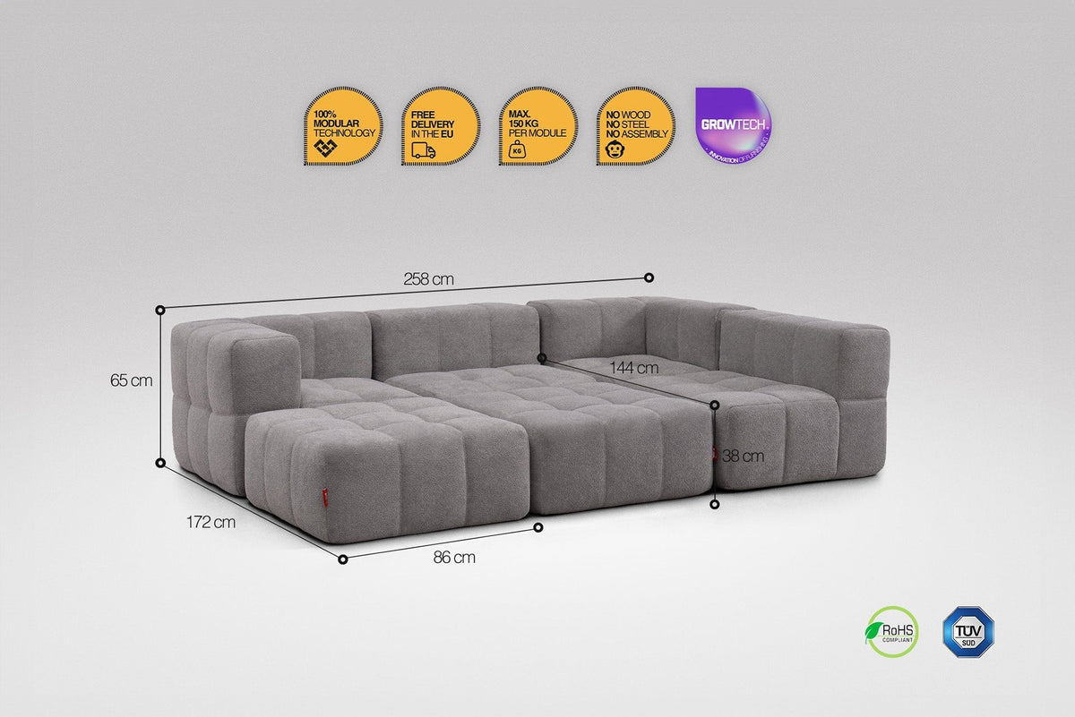 6 Teiliges Modulares Sofa – Grau