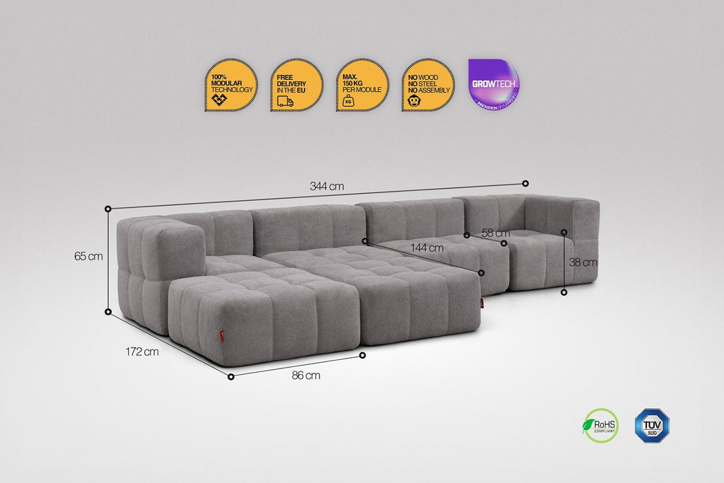 6 Teiliges Modulares Sofa – Grau