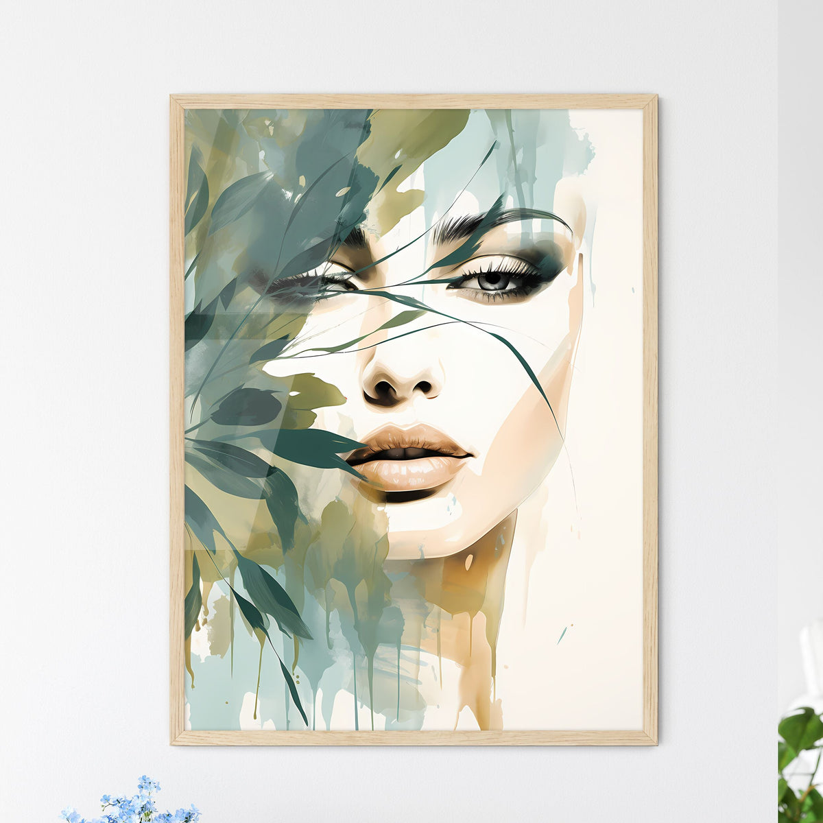 Boho - A Womans Face With Leaves