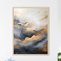 Abstract - A Painting Of Mountains With Gold And Black Paint