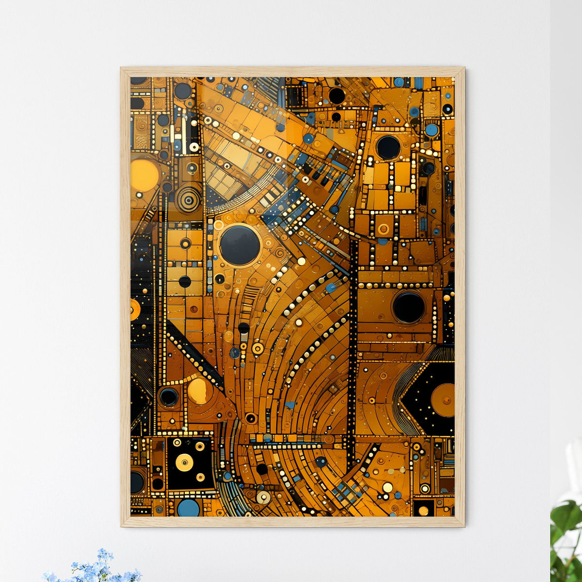 Dotted Geometric Ornament In Art Deco Style - A Gold And Black Pattern
