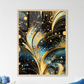 Dotted Geometric Ornament In Art Deco Style - A Gold And Blue Swirls And Dots