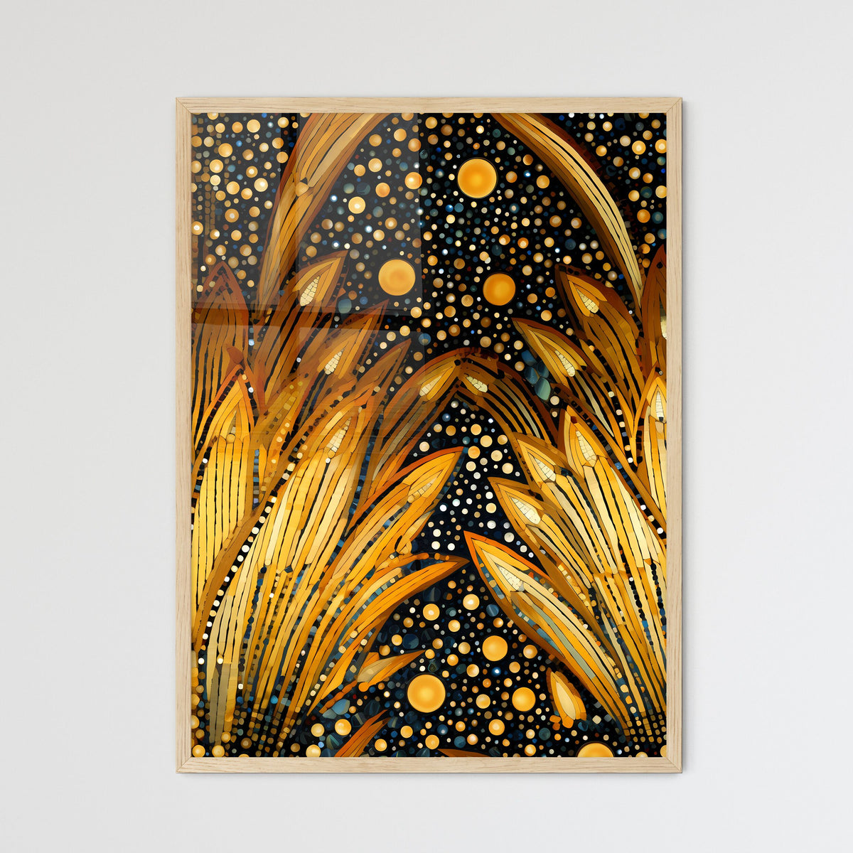 Dotted Geometric Ornament In Art Deco Style - A Yellow And Black Artwork