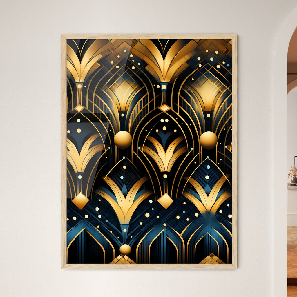 Dotted Geometric Ornament In Art Deco Style - A Art Deco Pattern With Gold And Black Lines