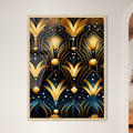Dotted Geometric Ornament In Art Deco Style - A Art Deco Pattern With Gold And Black Lines
