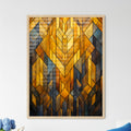Geometric Ornament In Art Deco Style In Old Gold - A Stained Glass Window With Different Colored Shapes