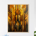 Geometric Ornament In Art Deco Style In Old Gold - A Stained Glass Window With Many Different Colored Shapes
