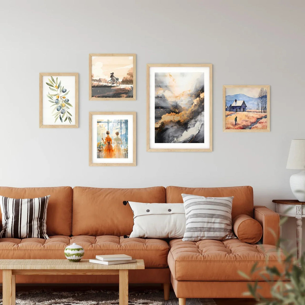 Abstract - A Black And White Painting With Orange And White Paint