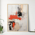 Abstract - A Painting Of A White Wall With Red And Black Paint