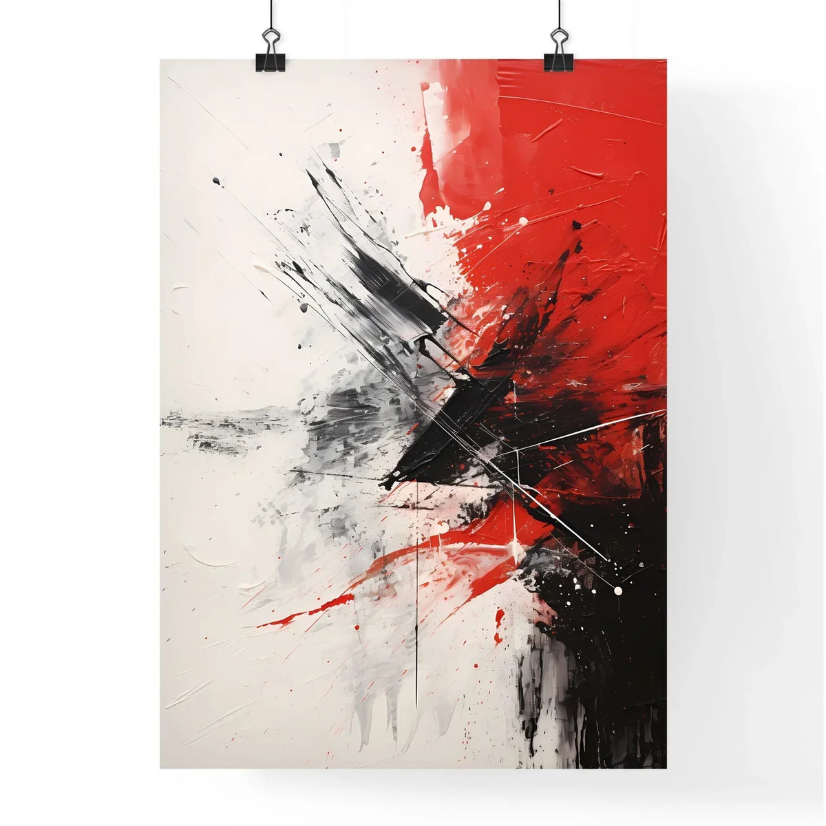 Abstract Two - A Red And Black Paint On A White Surface