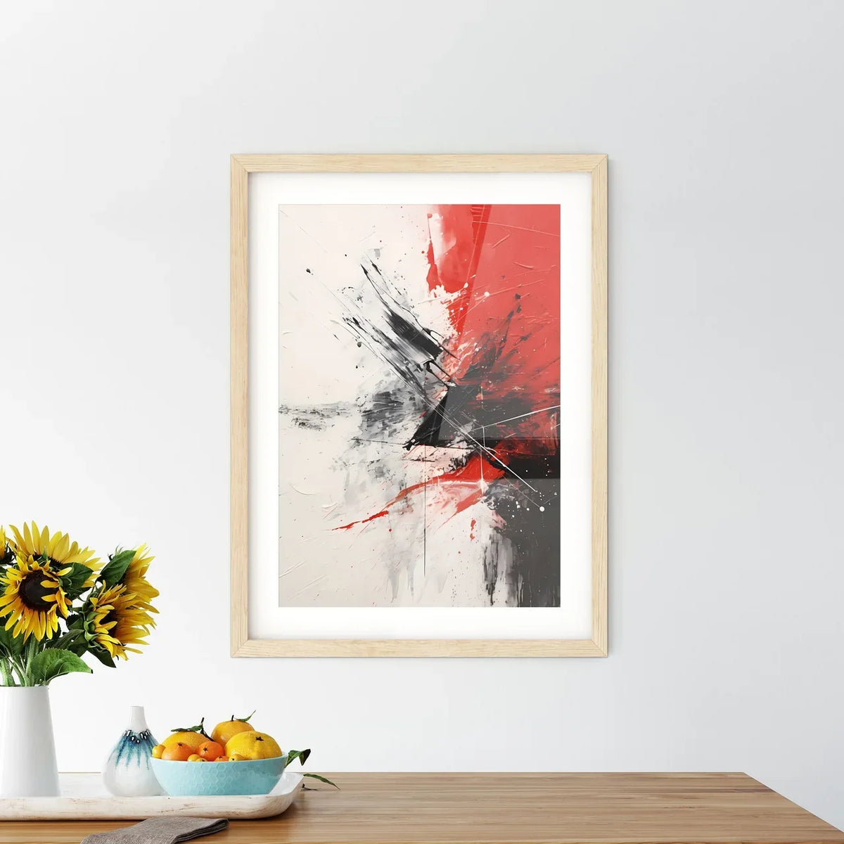 Abstract Two - A Red And Black Paint On A White Surface