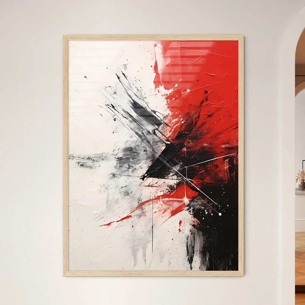 Abstract Two - A Red And Black Paint On A White Surface
