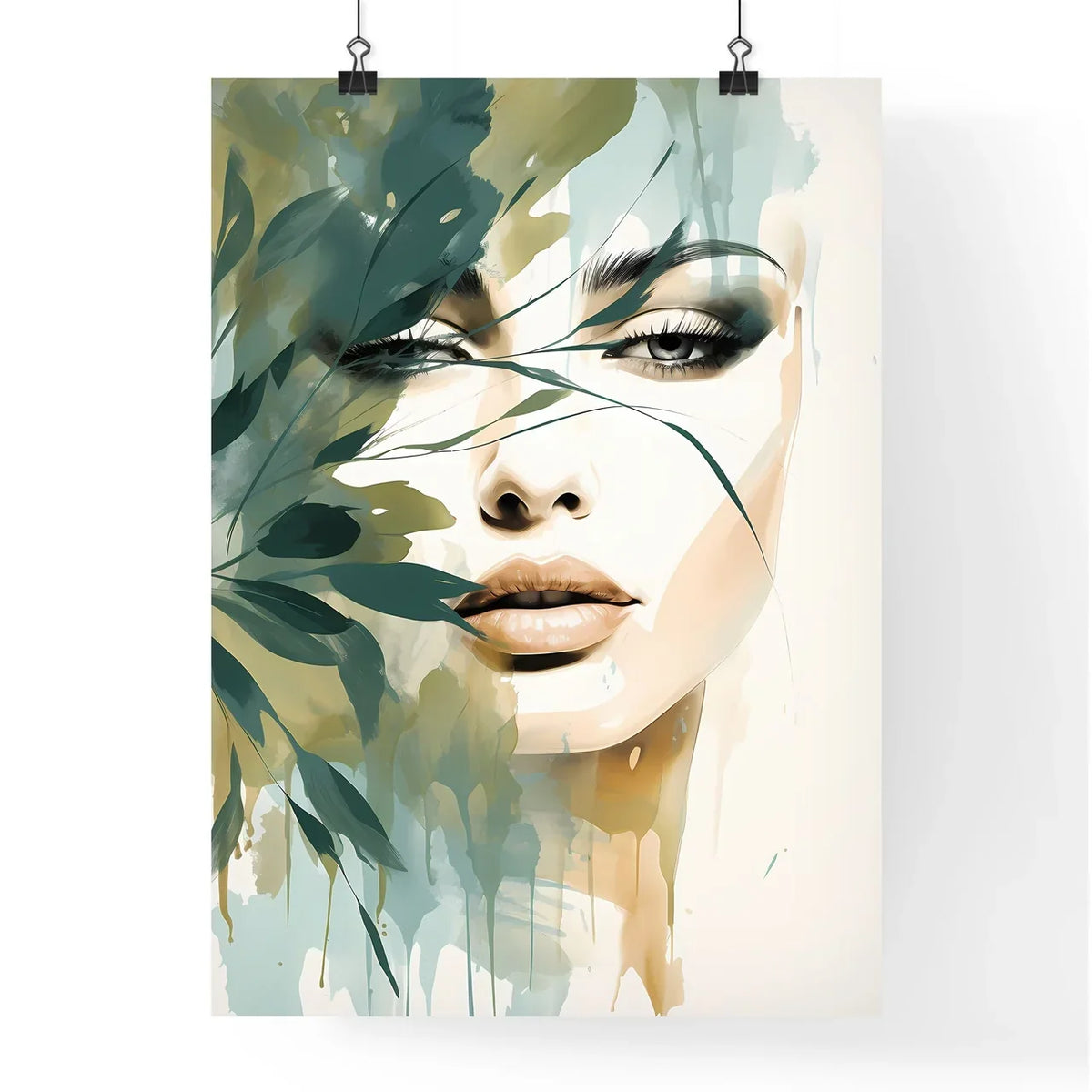 Boho - A Womans Face With Leaves