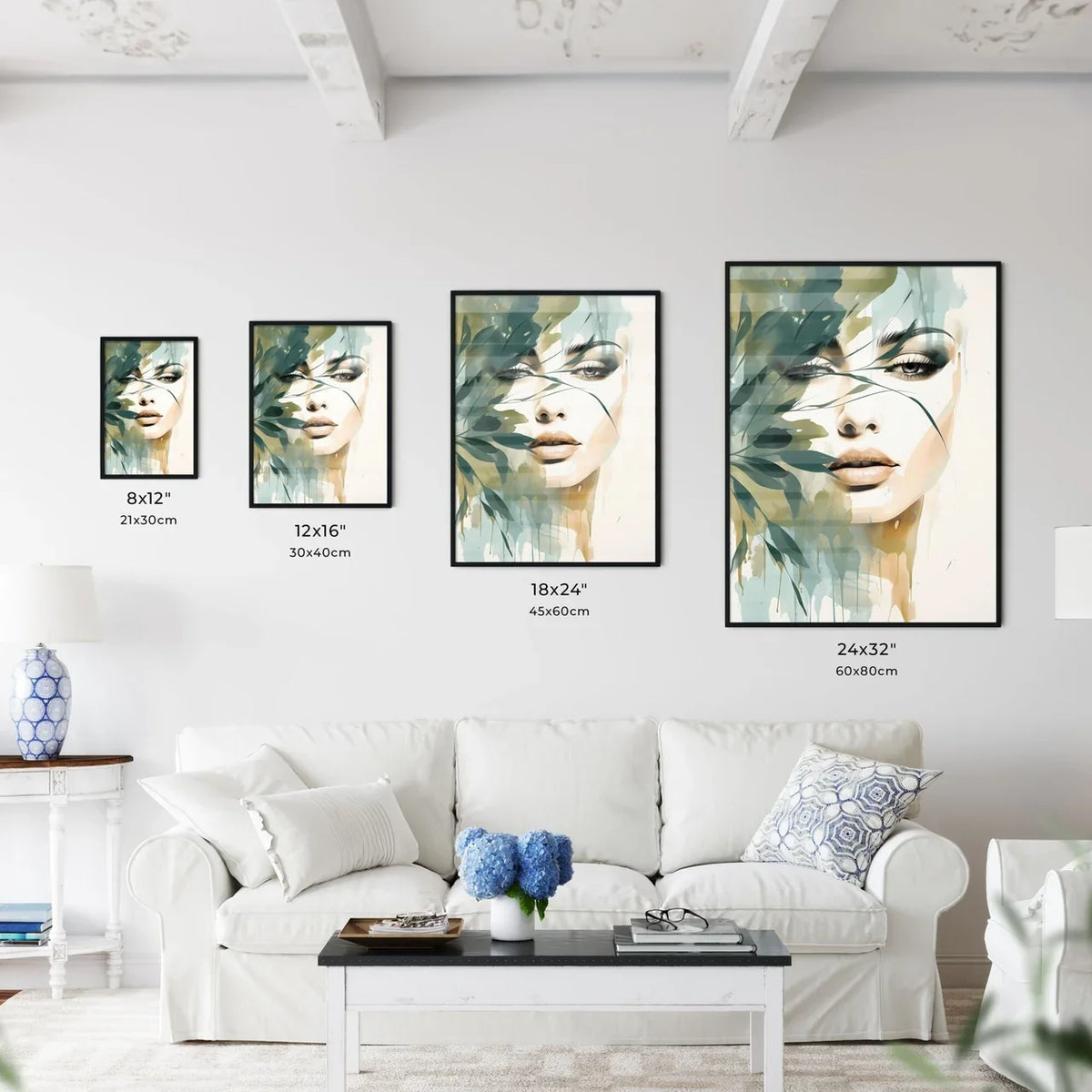 Boho - A Womans Face With Leaves