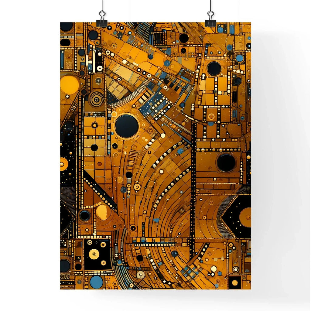 Dotted Geometric Ornament In Art Deco Style - A Gold And Black Pattern