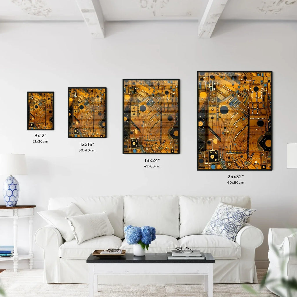 Dotted Geometric Ornament In Art Deco Style - A Gold And Black Pattern