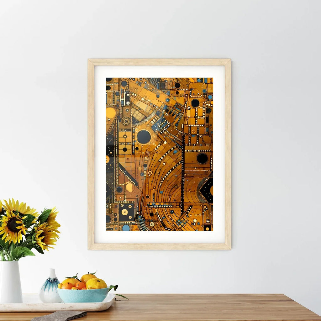 Dotted Geometric Ornament In Art Deco Style - A Gold And Black Pattern