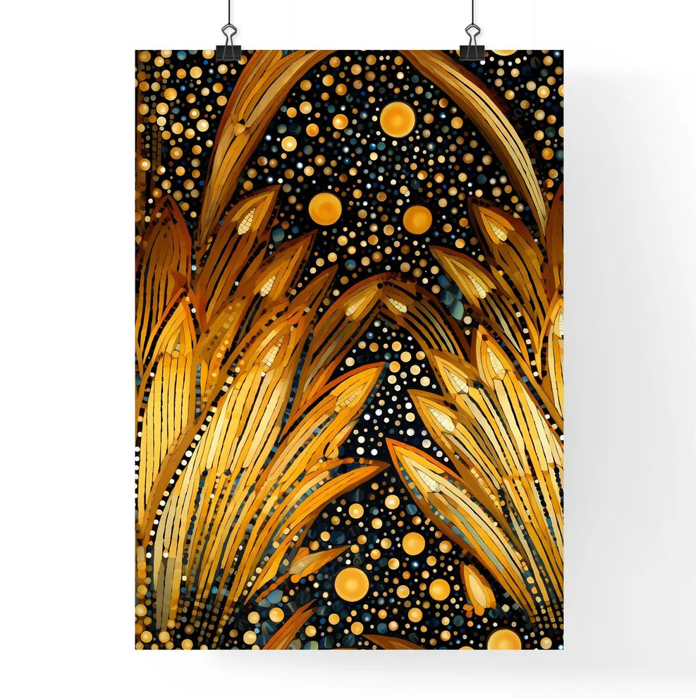 Dotted Geometric Ornament In Art Deco Style - A Yellow And Black Artwork