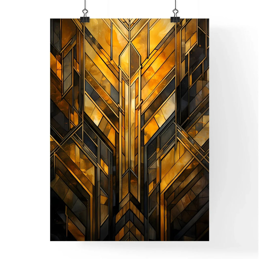Geometric Ornament In Art Deco Style In Old Gold - A Close Up Of A Glass